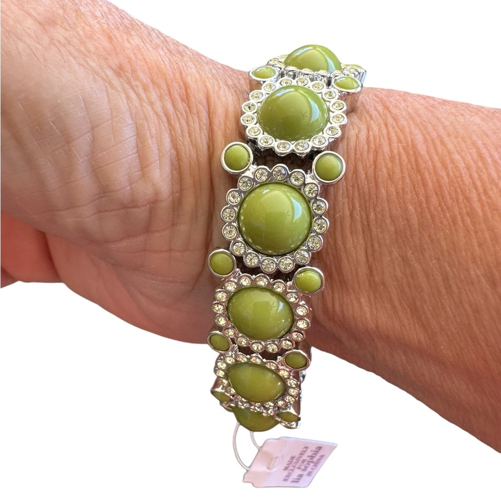 Lia Sophia Citron and Rhinestone Silver Stretch Bracelet